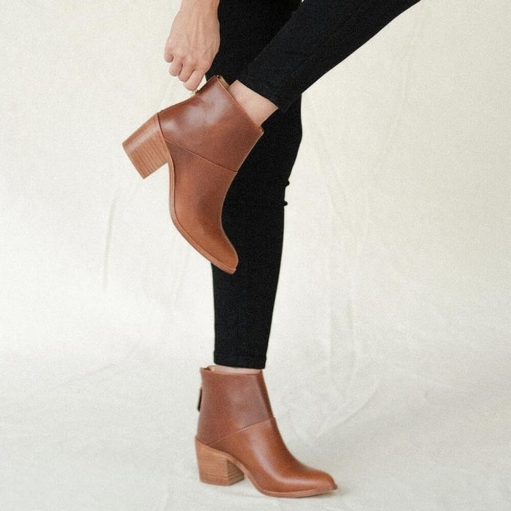 Nisolo Dari Commuter Boot Brandy Anthropologie Leather Block Heel Ankle Booties - Picture 13 of 15